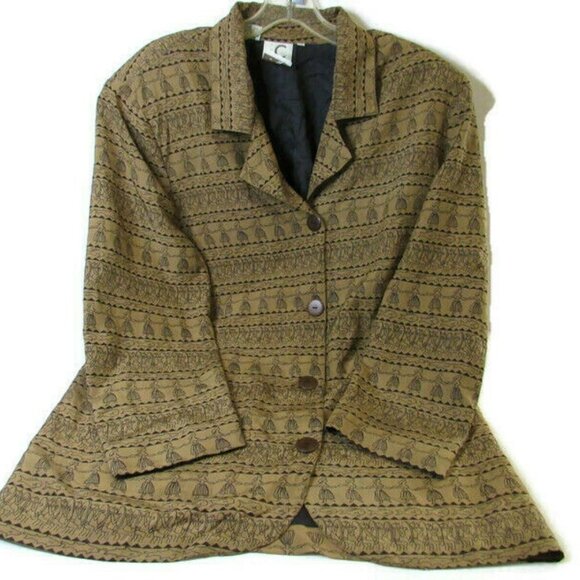 VTG 80s Colin Karin Silk Blazer Hula Girls